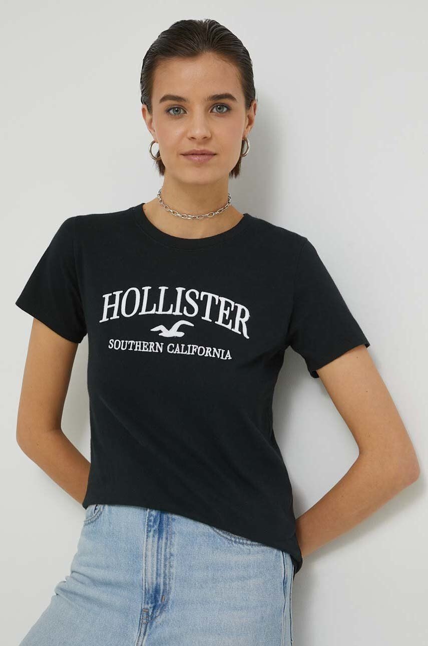 Hollister Co. Bombažna kratka majica rdeča barva - Pepit.si