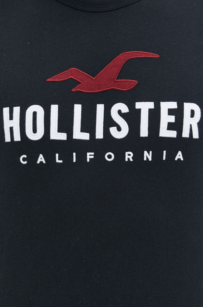 Hollister Co. Bombažna kratka majica črna barva - Pepit.si