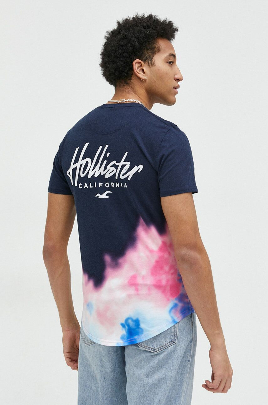 Hollister Co. Bombažna kratka majica mornarsko modra barva - Pepit.si