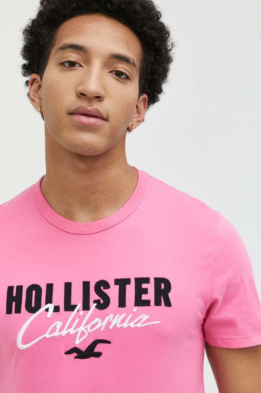 Hollister Co. Bombažna kratka majica roza barva - Pepit.si