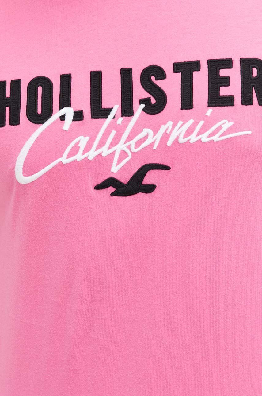 Hollister Co. Bombažna kratka majica roza barva - Pepit.si