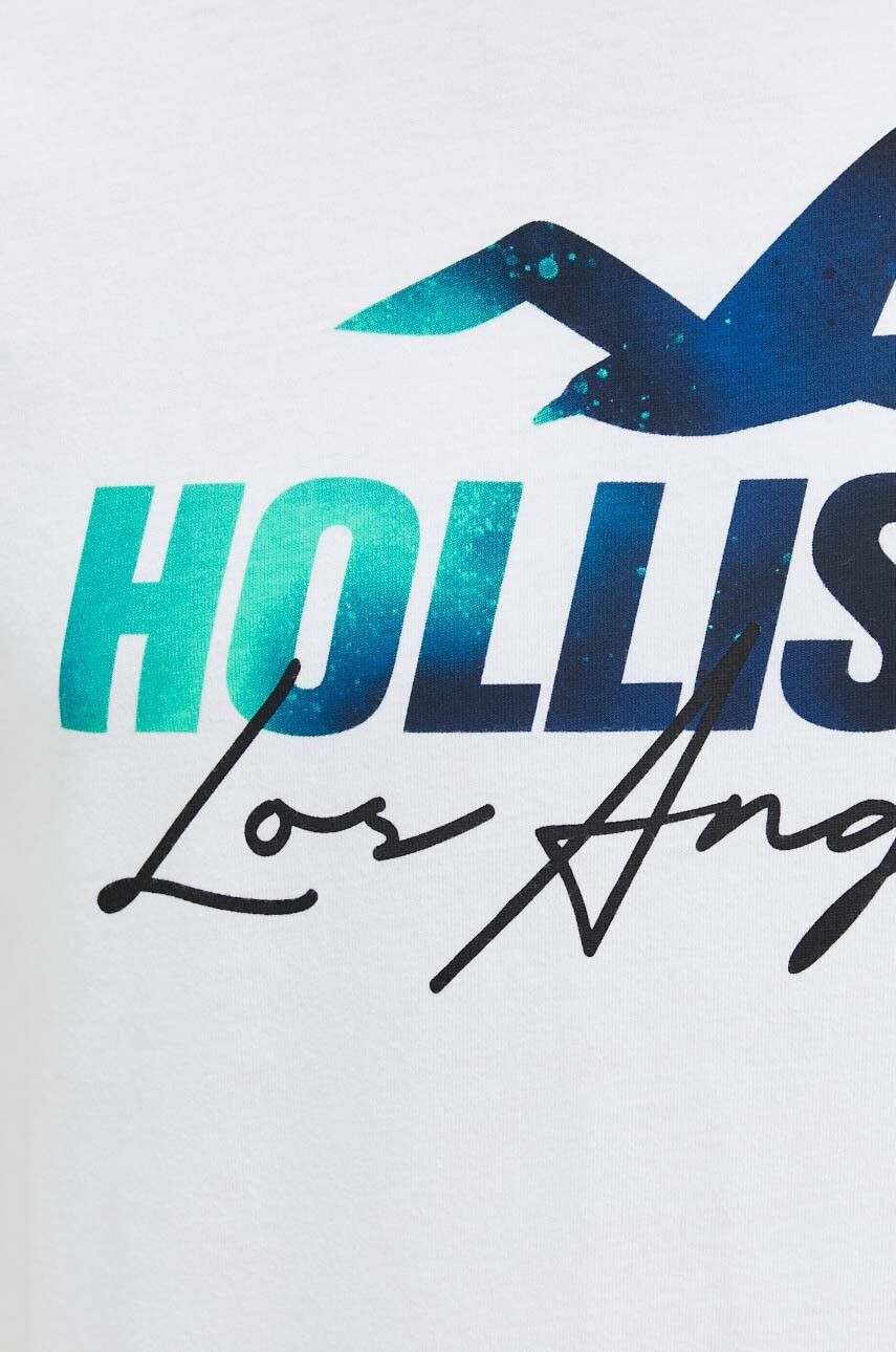 Hollister Co. Bombažna kratka majica bela barva - Pepit.si