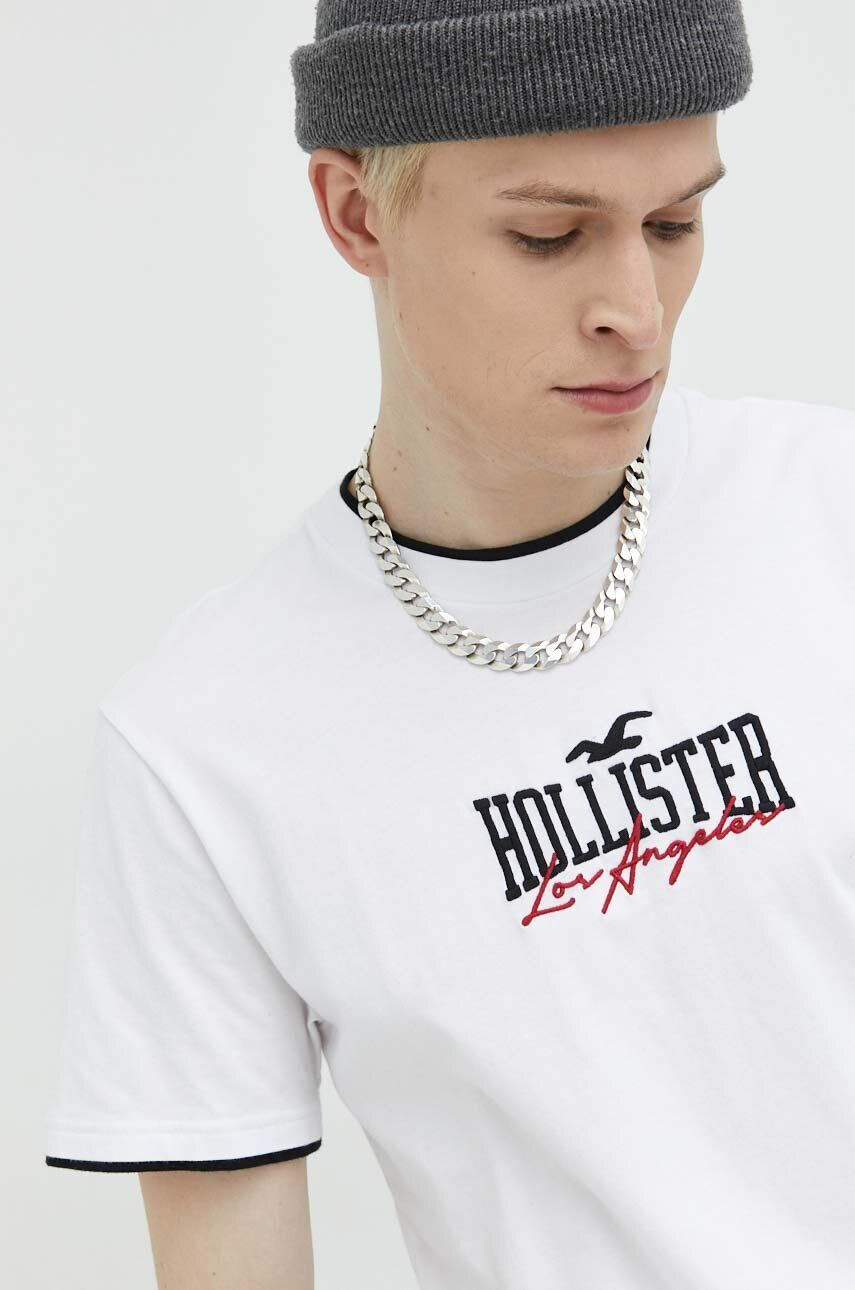 Hollister Co. Bombažna kratka majica rdeča barva - Pepit.si