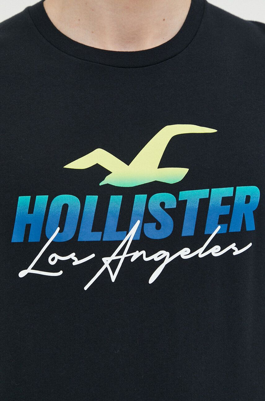 Hollister Co. Bombažna kratka majica črna barva - Pepit.si