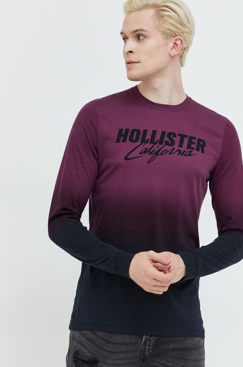 Hollister Co. Bombažna majica z dolgimi rokavi bela barva - Pepit.si