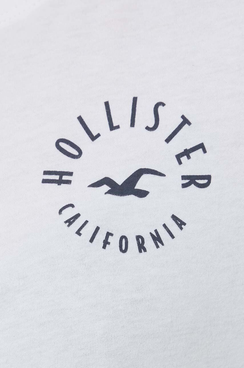 Hollister Co. Bombažna majica z dolgimi rokavi bela barva - Pepit.si