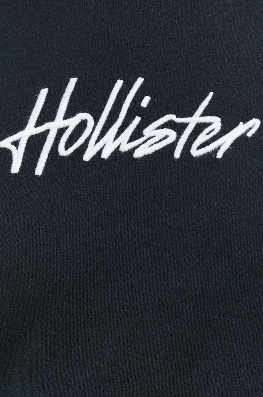 Hollister Co. Bombažna majica z dolgimi rokavi črna barva - Pepit.si