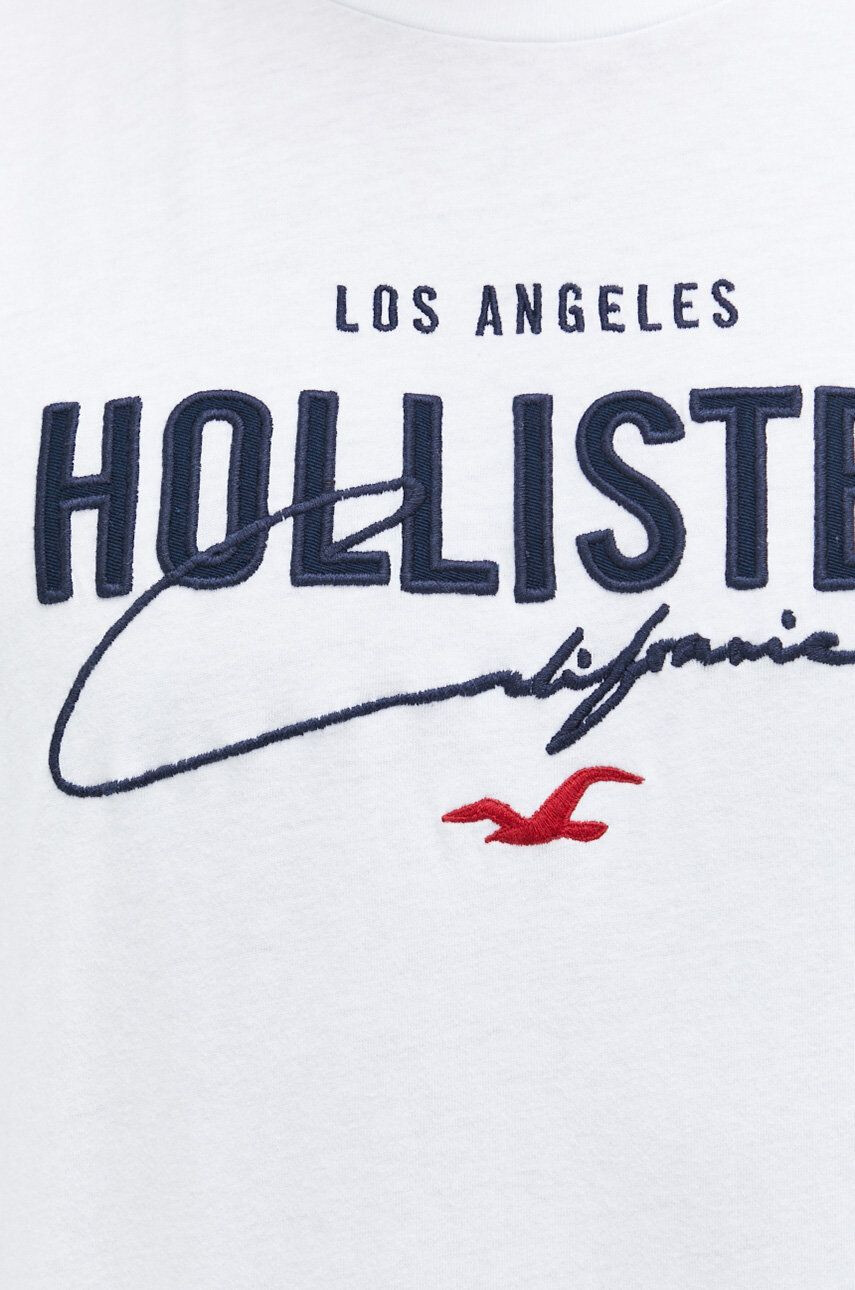 Hollister Co. Bombažna majica z dolgimi rokavi bela barva - Pepit.si