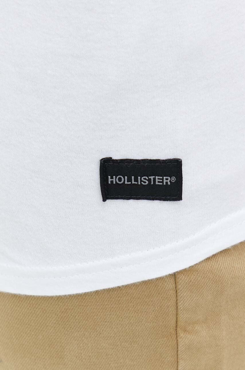 Hollister Co. Bombažna majica z dolgimi rokavi bela barva - Pepit.si