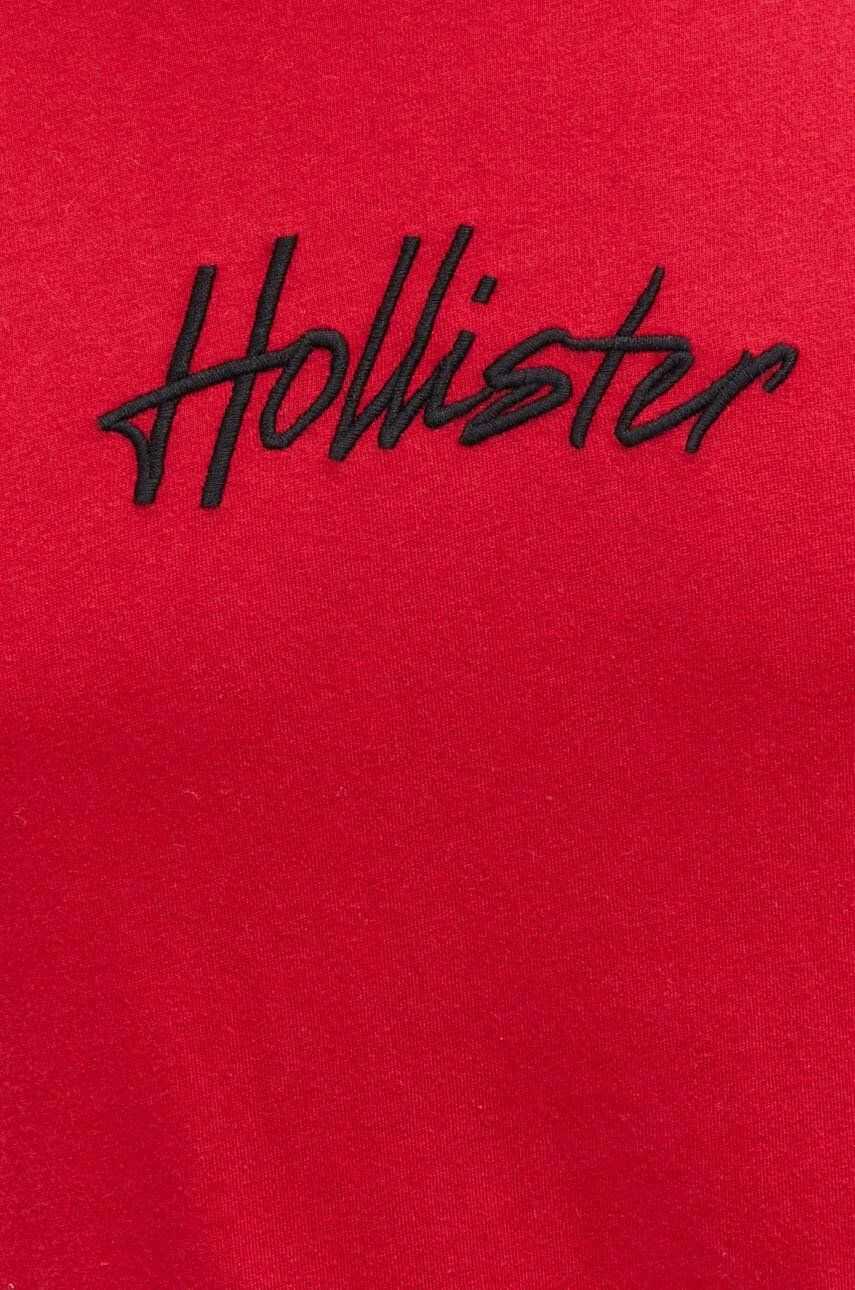 Hollister Co. Bombažna majica z dolgimi rokavi rdeča barva - Pepit.si