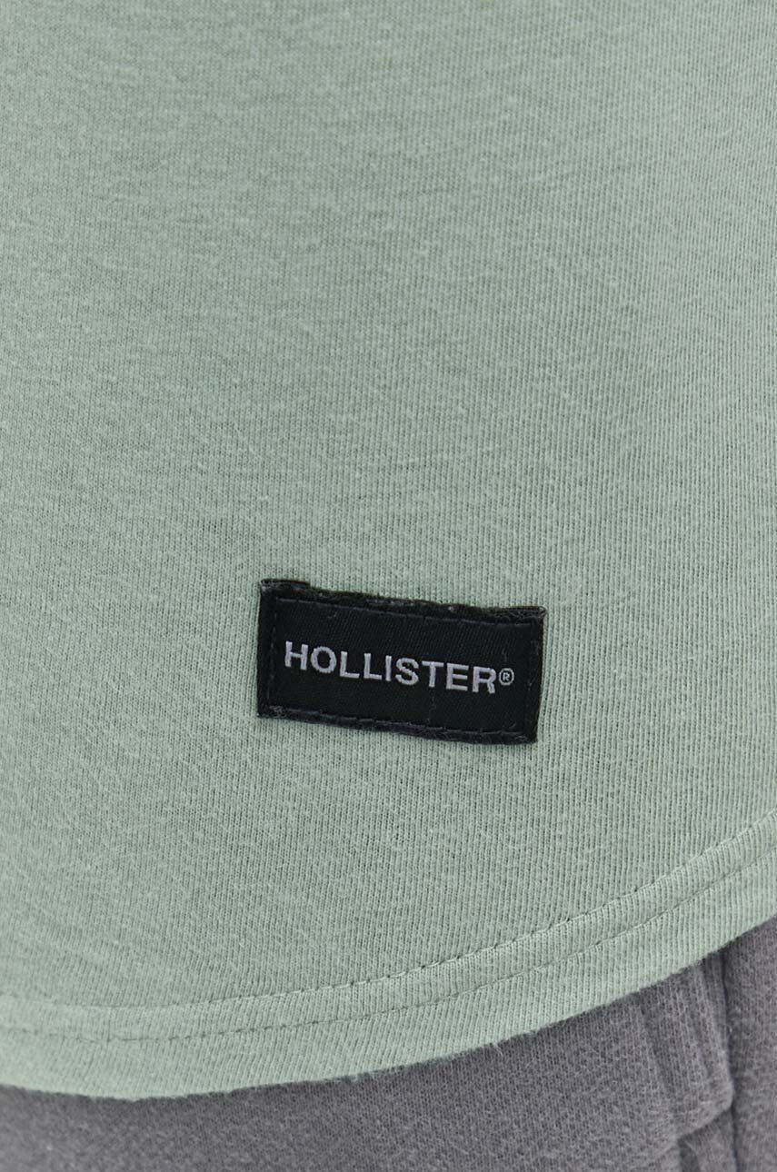 Hollister Co. Bombažna majica z dolgimi rokavi zelena barva - Pepit.si