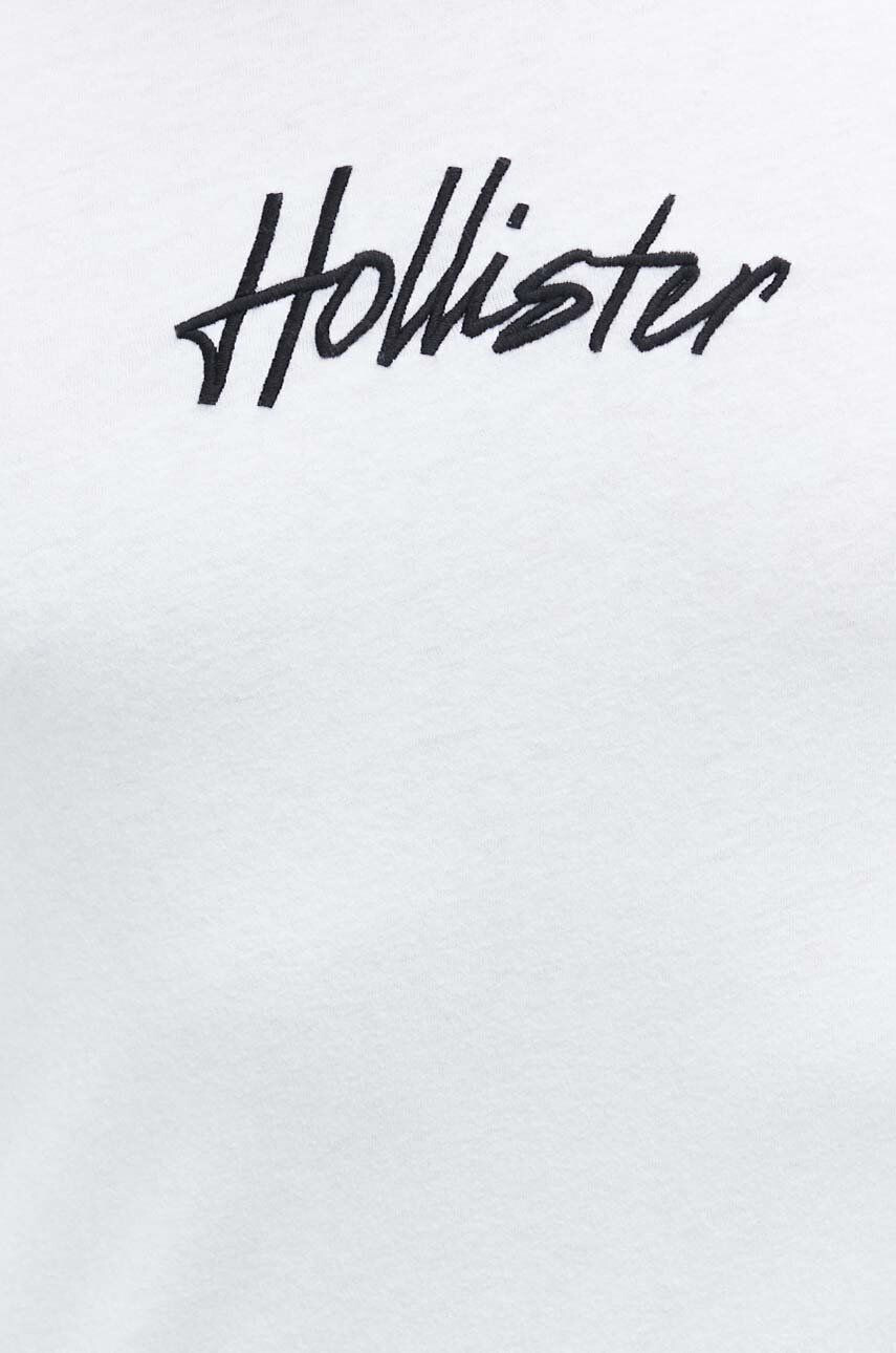 Hollister Co. Bombažna majica z dolgimi rokavi bela barva - Pepit.si