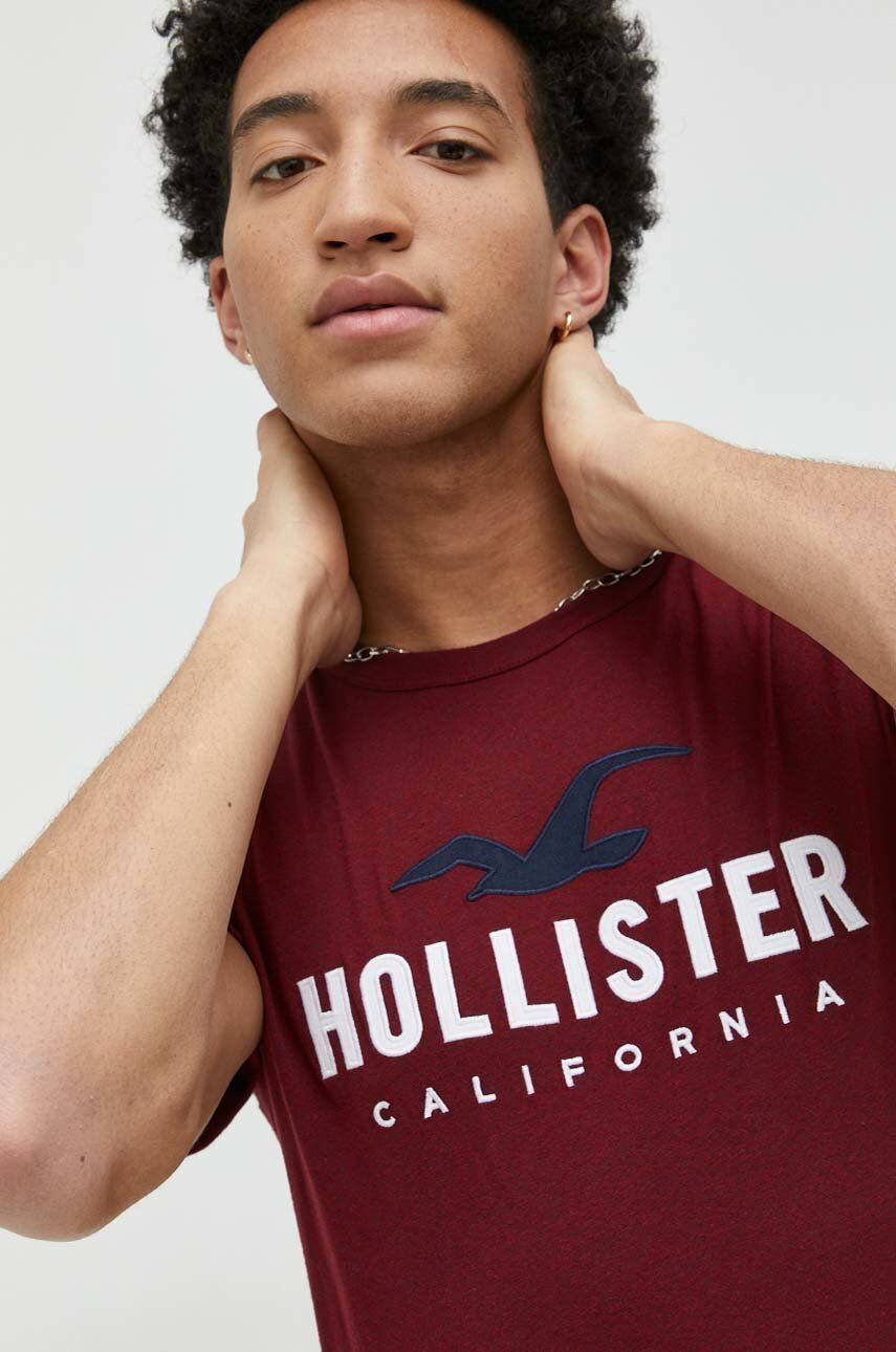 Hollister Co. Kratka majica moški bordo barva - Pepit.si