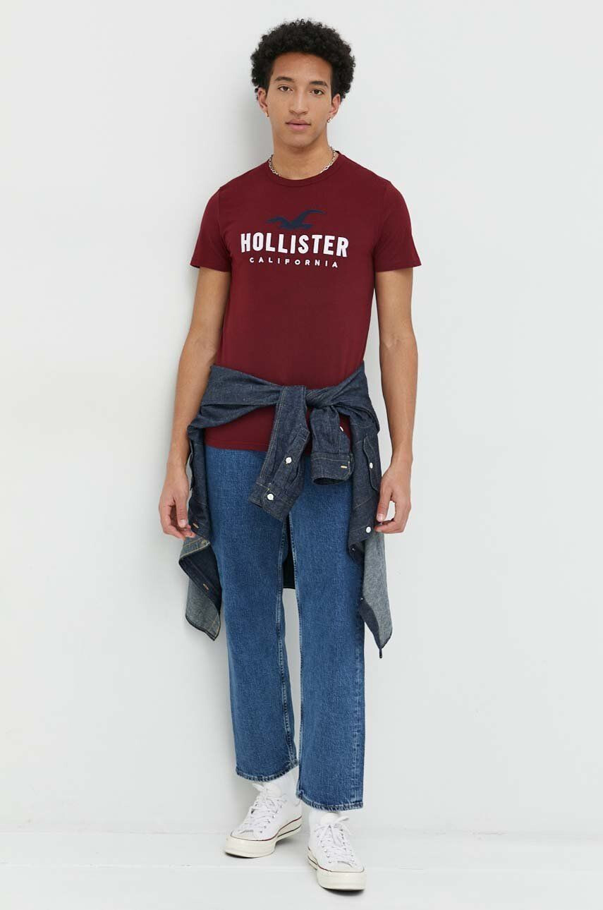 Hollister Co. Kratka majica moški bordo barva - Pepit.si