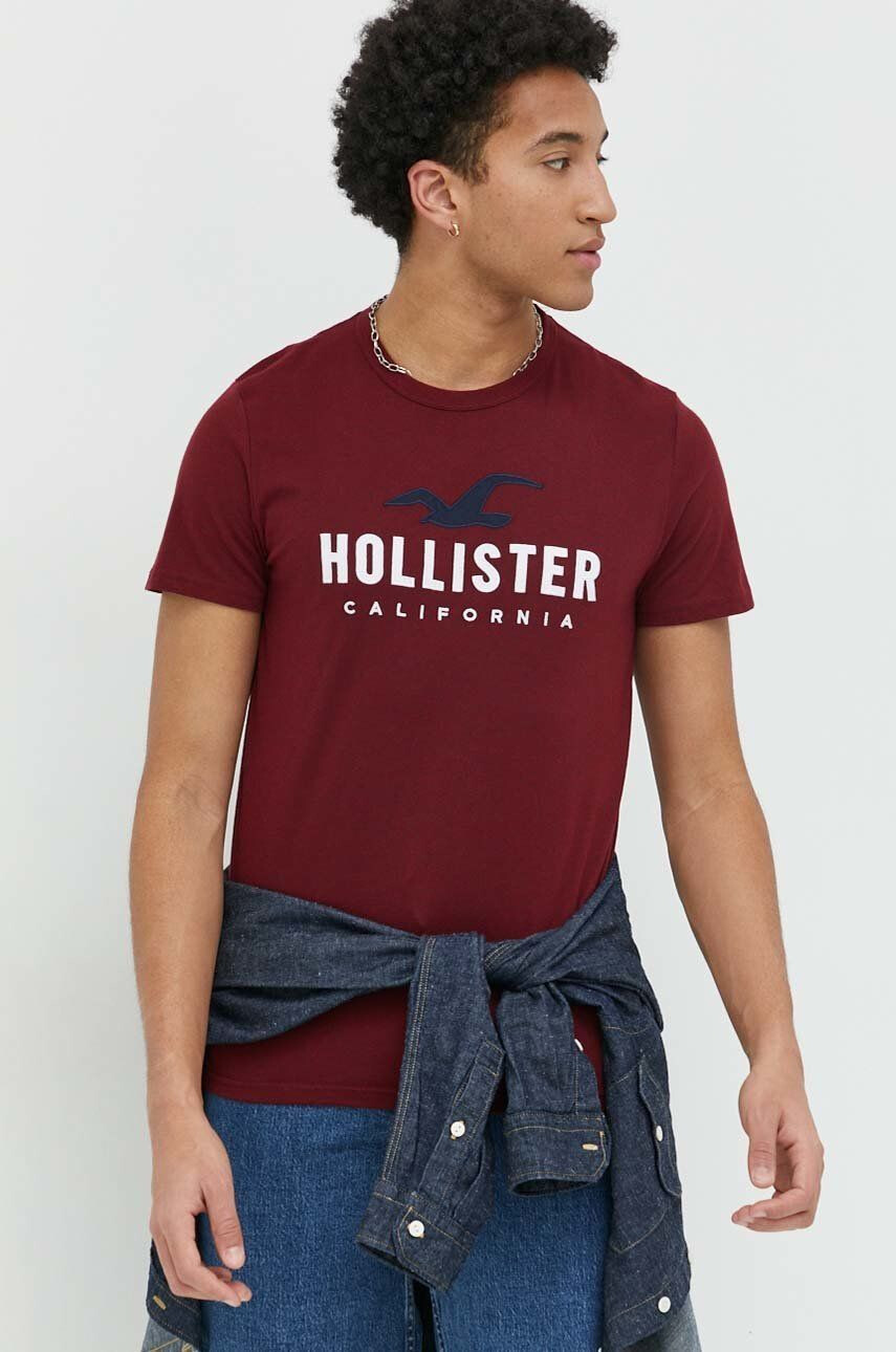 Hollister Co. Kratka majica moški bordo barva - Pepit.si