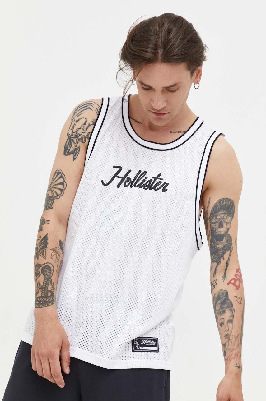 Hollister Co. Kratka majica moški bela barva - Pepit.si