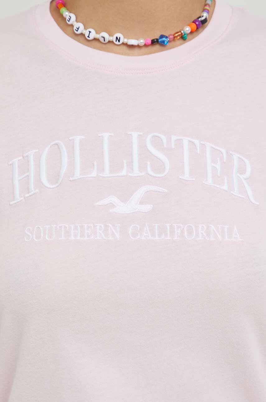 Hollister Co. Majica z dolgimi rokavi ženski roza barva - Pepit.si