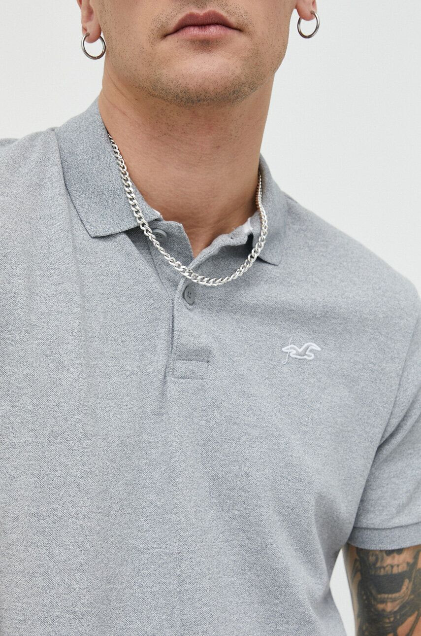 Hollister Co. Polo moški siva barva - Pepit.si