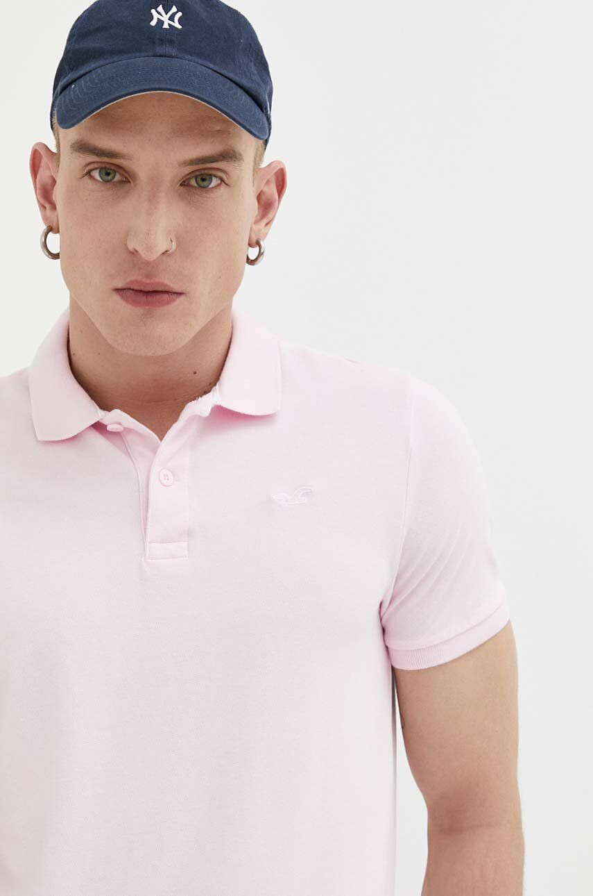 Hollister Co. Polo moški roza barva - Pepit.si