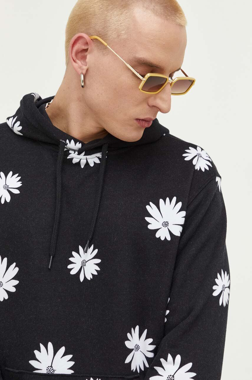 Hollister Co. Pulover moška črna barva s kapuco - Pepit.si