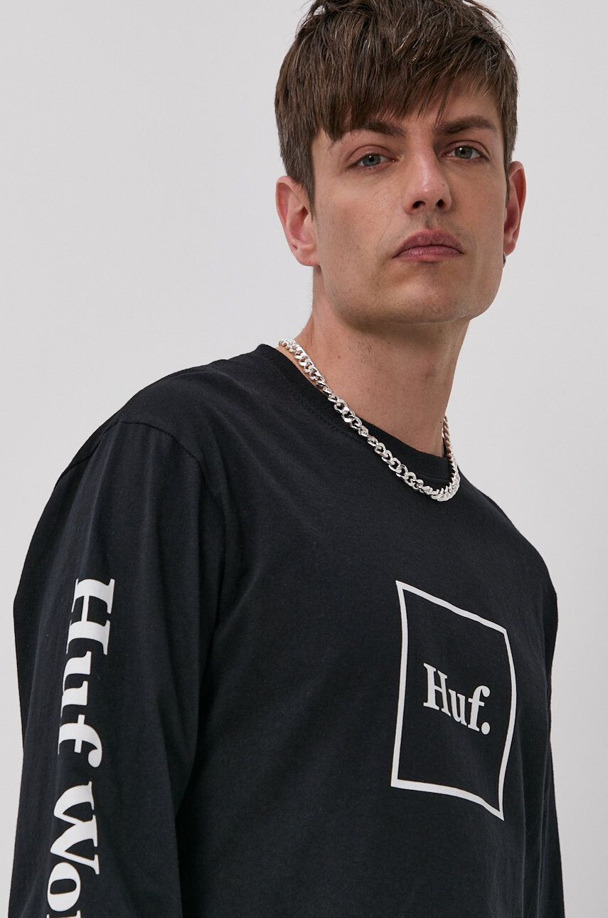 Huf Bombažen longsleeve črna barva - Pepit.si