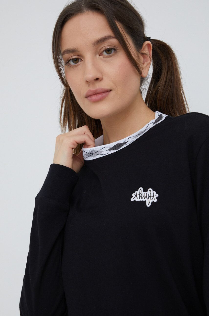 Huf Bombažen longsleeve črna barva - Pepit.si