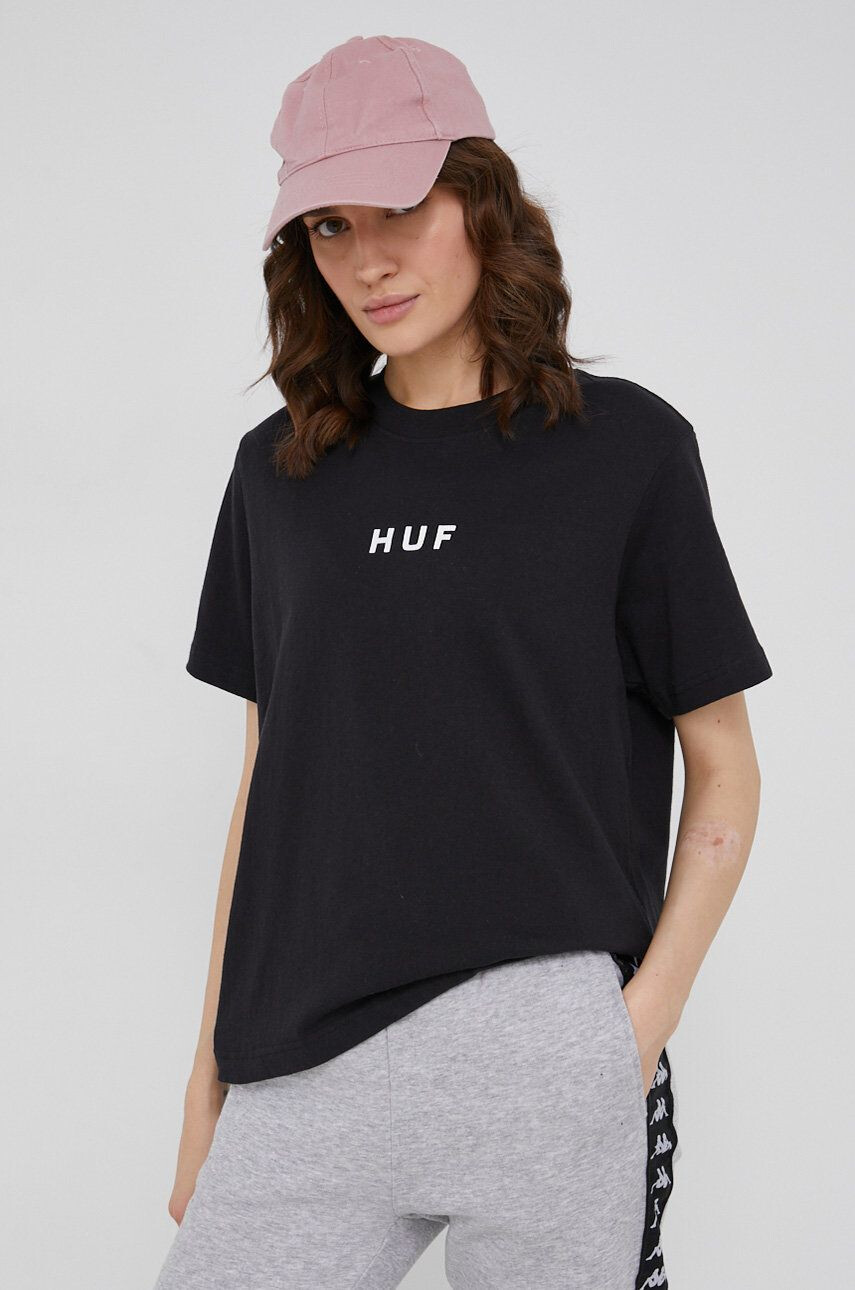 Huf Bombažen t-shirt črna barva - Pepit.si