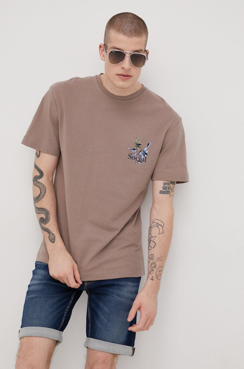 Jack & Jones Bombažen t-shirt bež barva - Pepit.si