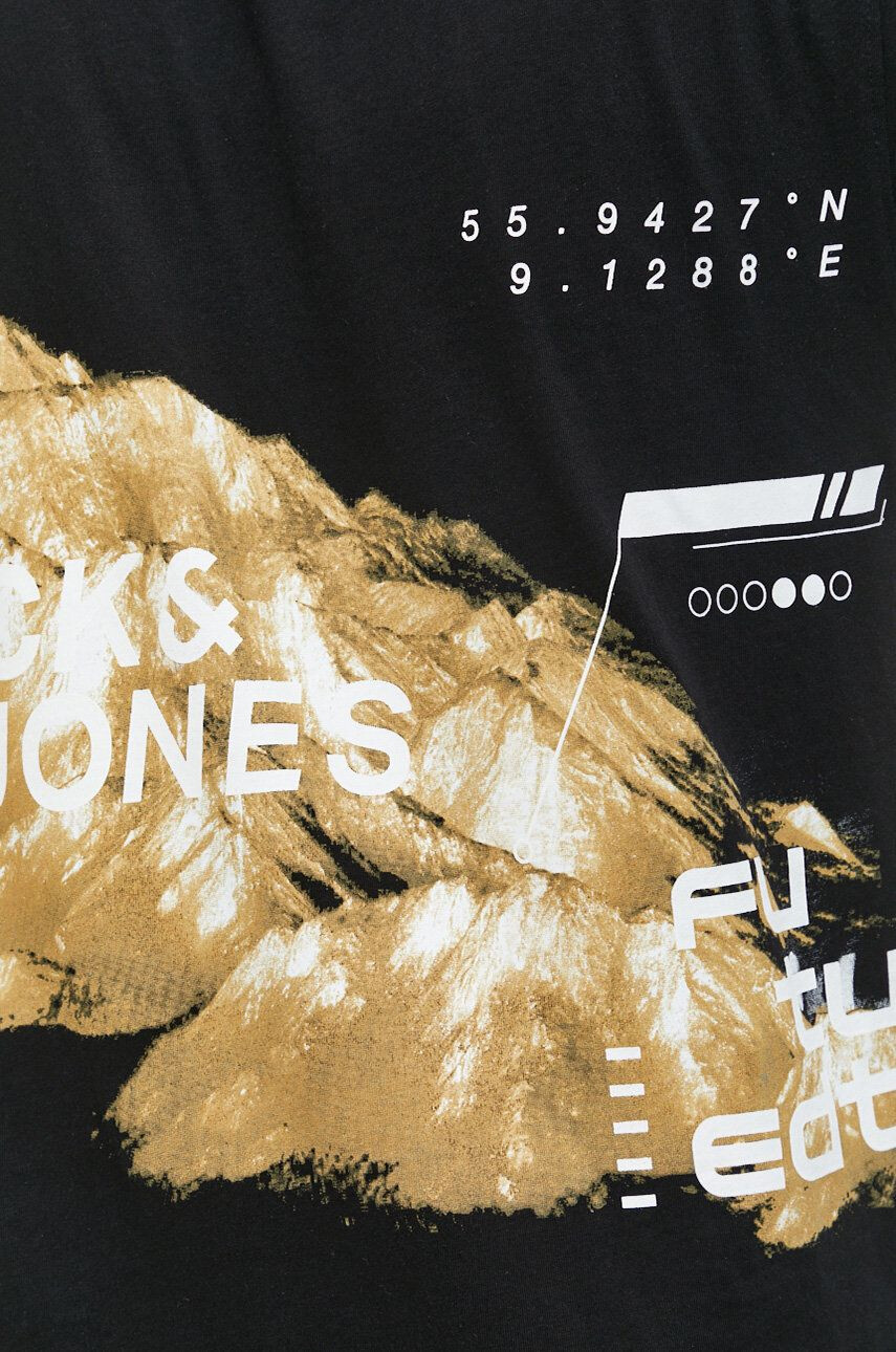 Jack & Jones Bombažna kratka majica črna barva - Pepit.si