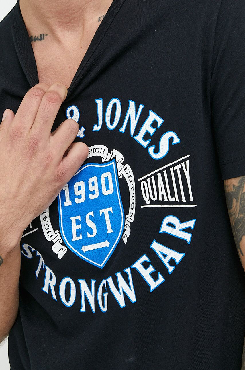 Jack & Jones Bombažna kratka majica črna barva - Pepit.si