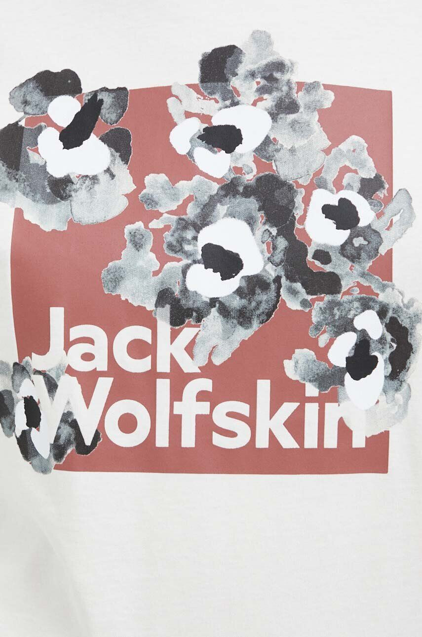 Jack Wolfskin Bombažna kratka majica 10 bež barva - Pepit.si