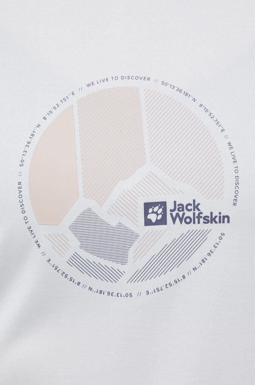 Jack Wolfskin Športna kratka majica Crosstrail Graphic bela barva - Pepit.si