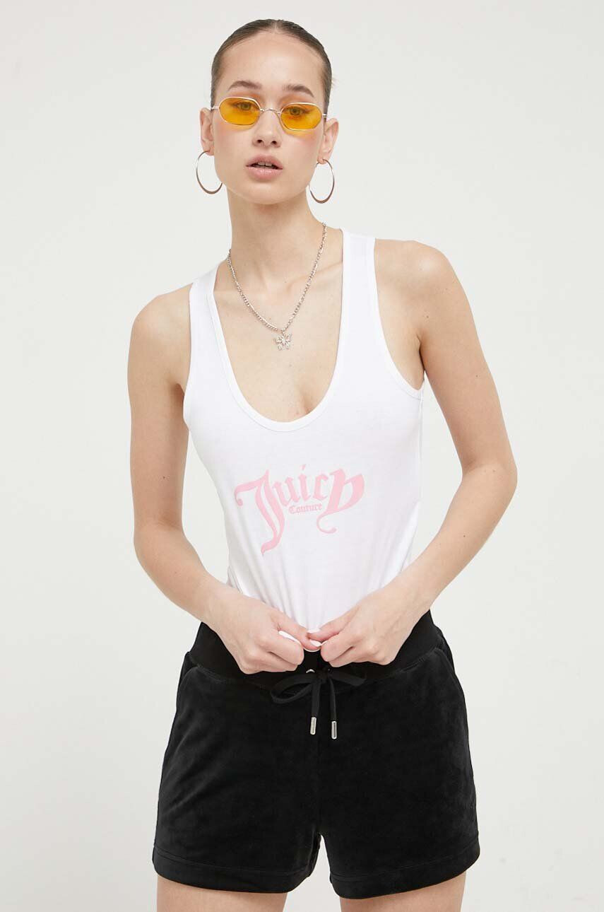 Juicy Couture Bombažen top bela barva - Pepit.si