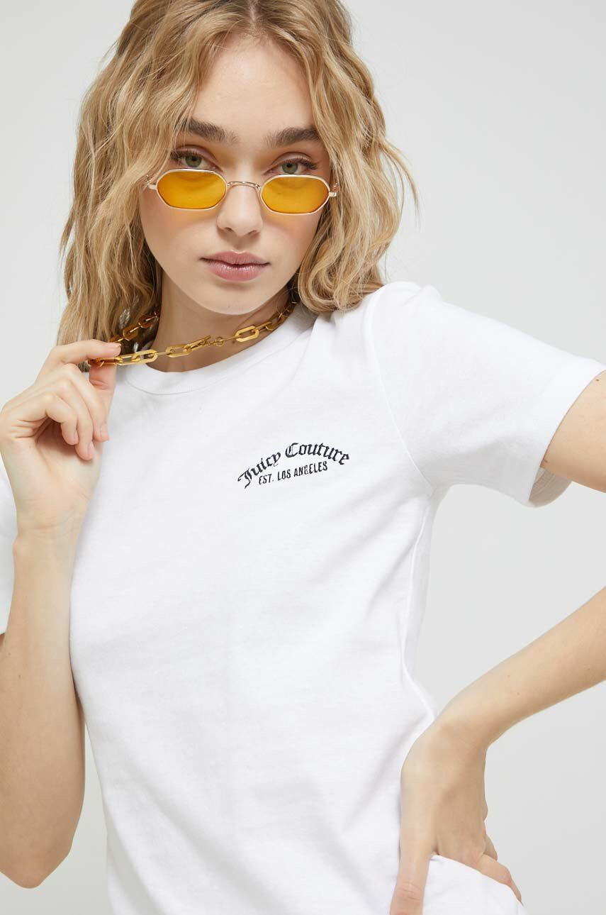 Juicy Couture Bombažna kratka majica bela barva - Pepit.si