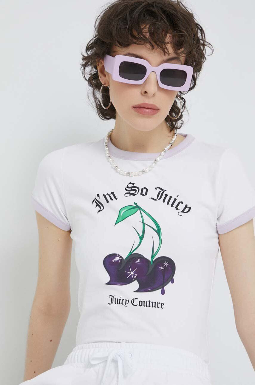 Juicy Couture Kratka majica ženski bela barva - Pepit.si