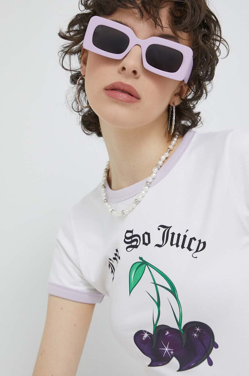 Juicy Couture Kratka majica ženski bela barva - Pepit.si