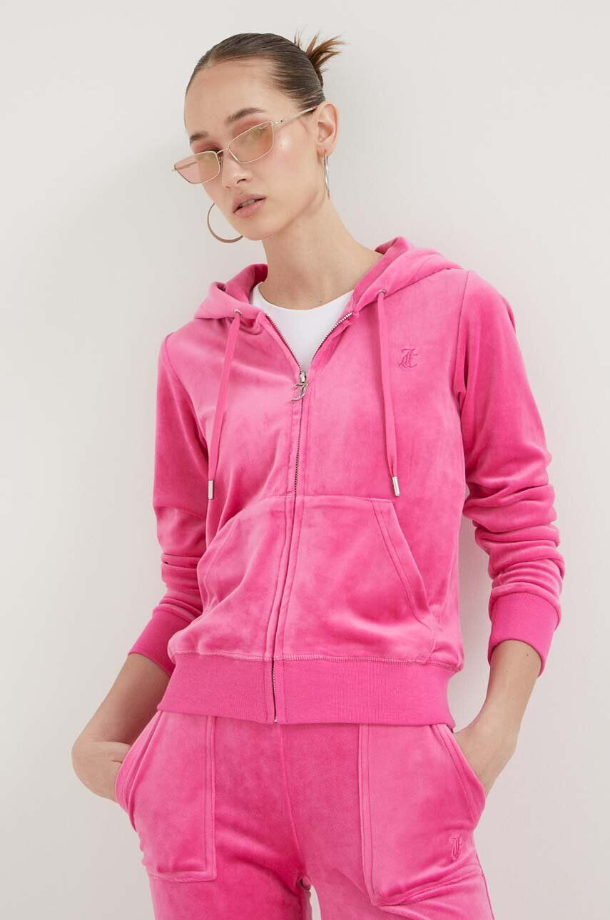 Juicy Couture Pulover ženska roza barva s kapuco - Pepit.si