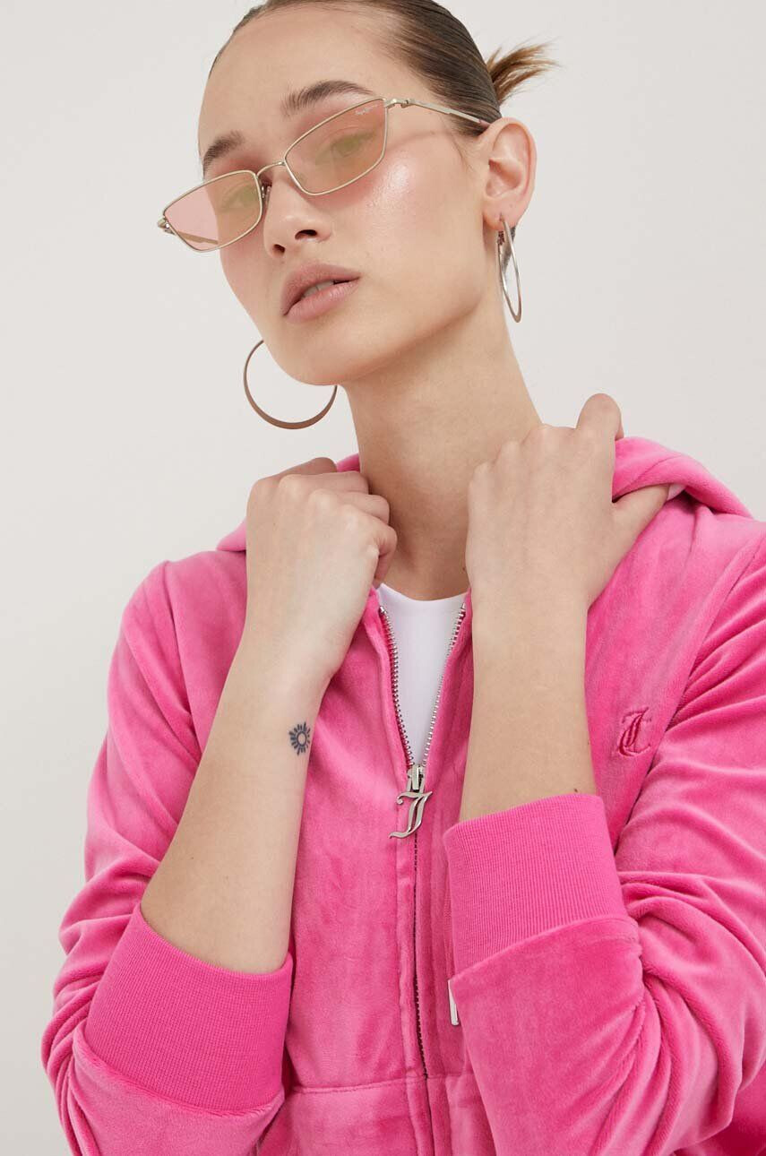 Juicy Couture Pulover ženska roza barva s kapuco - Pepit.si