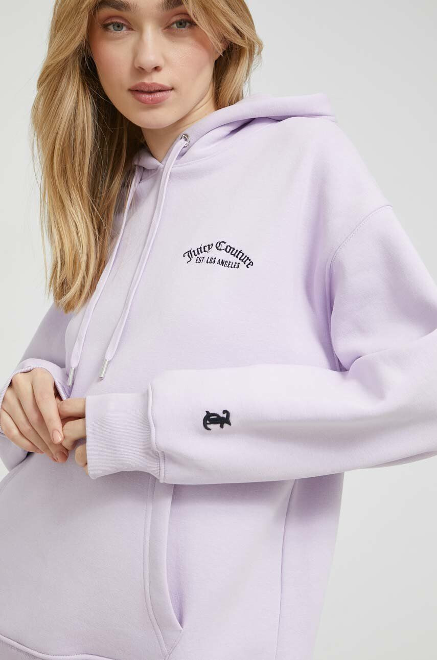 Juicy Couture Pulover Queenie ženski vijolična barva s kapuco - Pepit.si