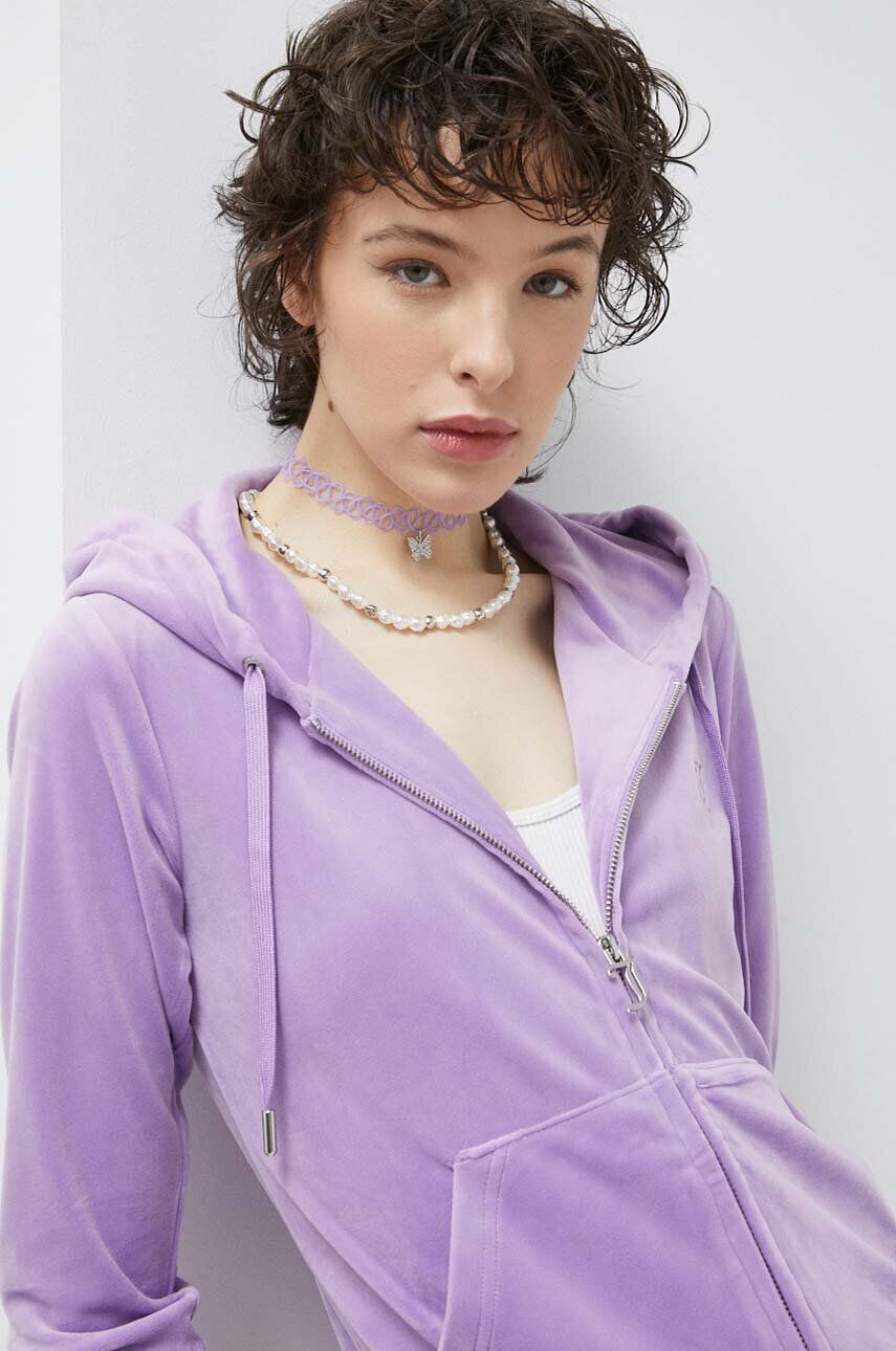 Juicy Couture Pulover Robertson ženski vijolična barva s kapuco - Pepit.si