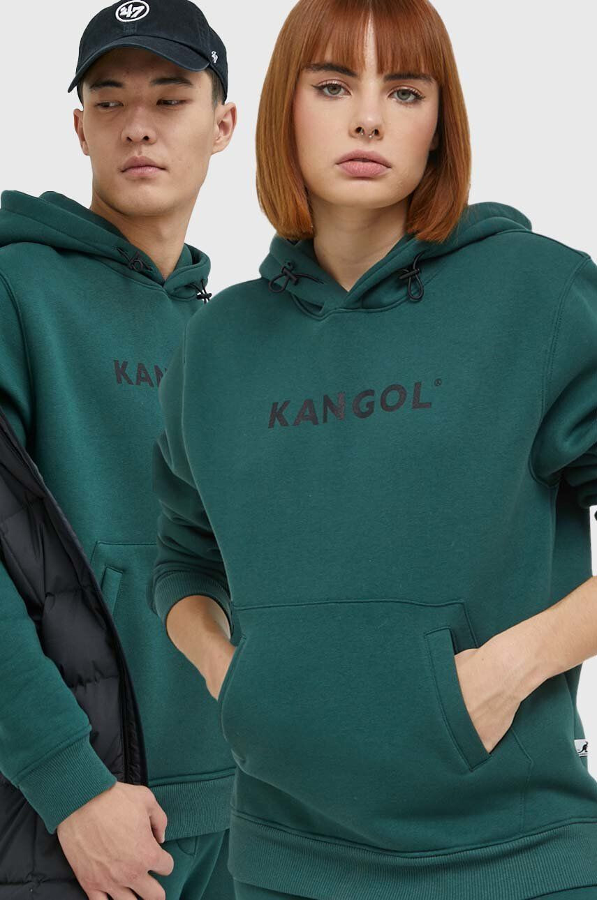 Kangol Bluza unisex zelena barva s kapuco - Pepit.si