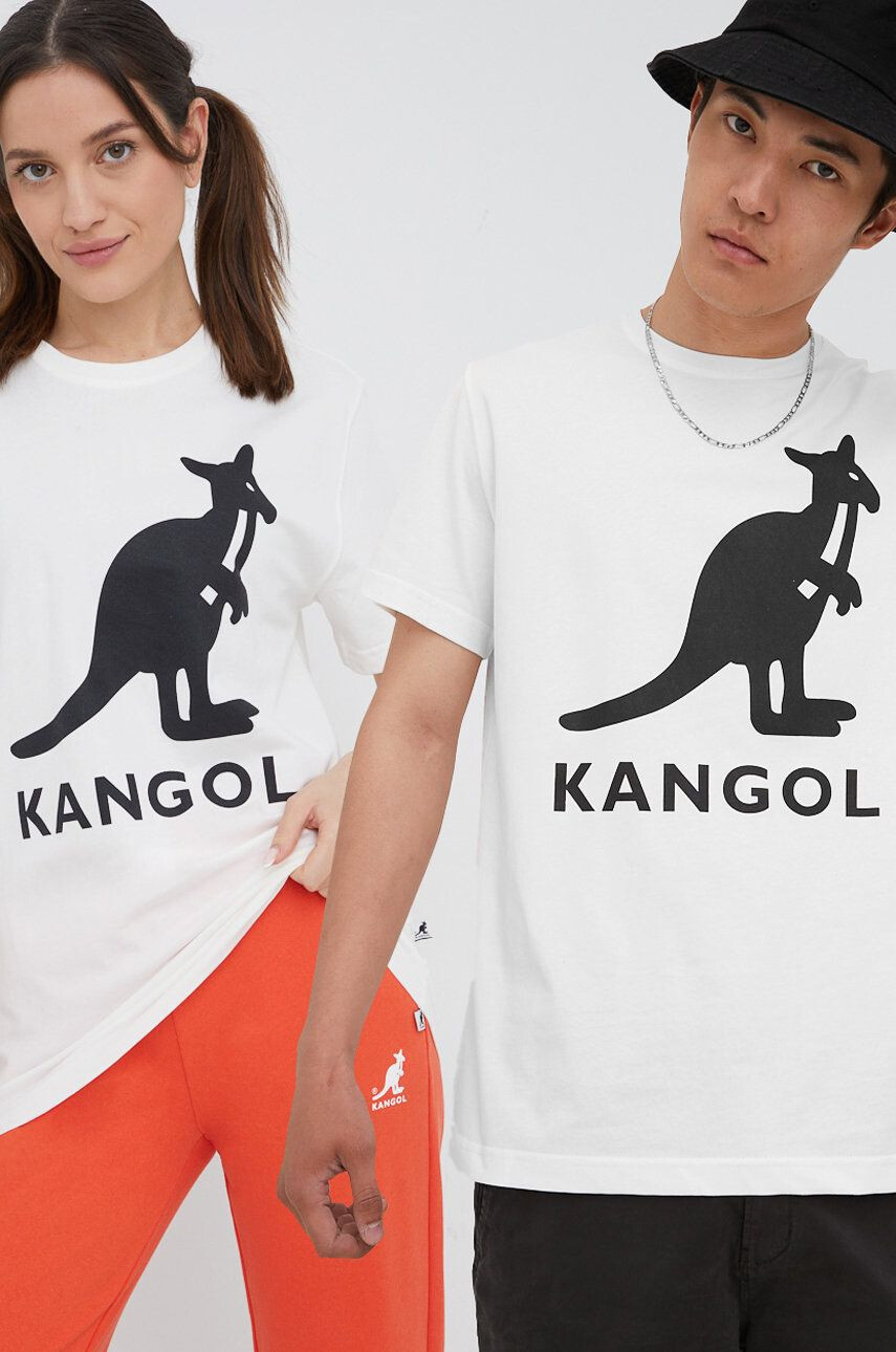 Kangol Bombažen t-shirt bež barva - Pepit.si