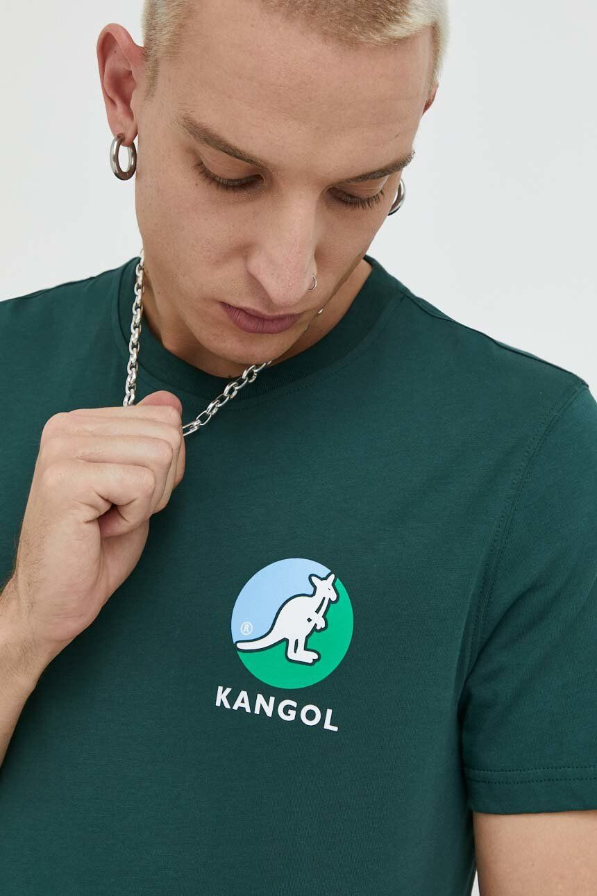 Kangol Bombažna kratka majica zelena barva - Pepit.si