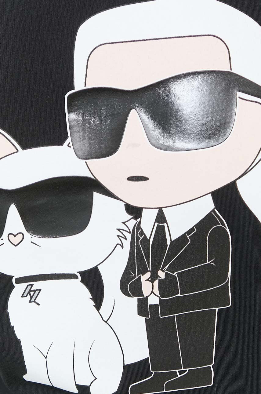 Karl Lagerfeld Bombažna kratka majica črna barva - Pepit.si