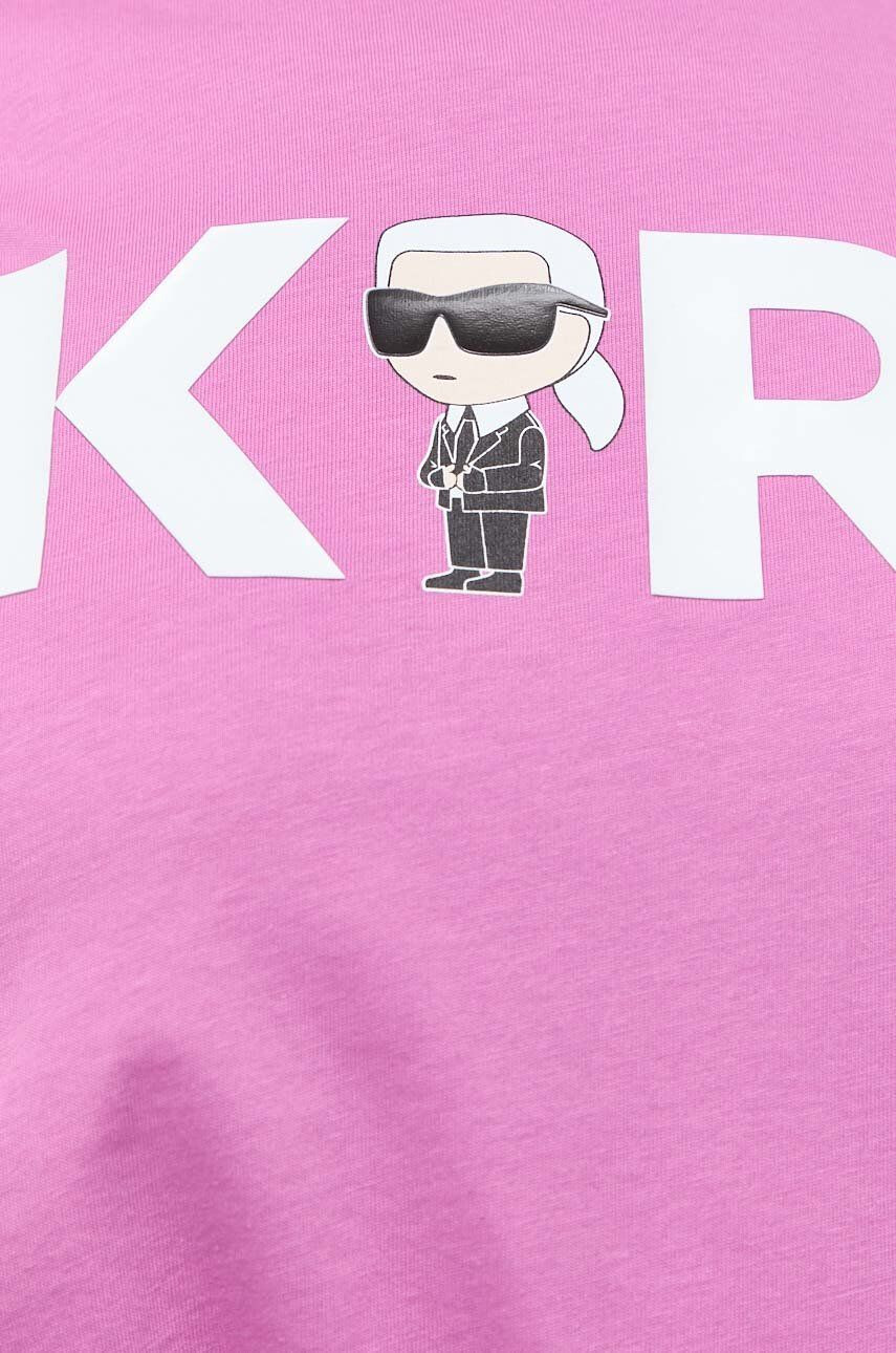 Karl Lagerfeld Bombažna kratka majica roza barva - Pepit.si