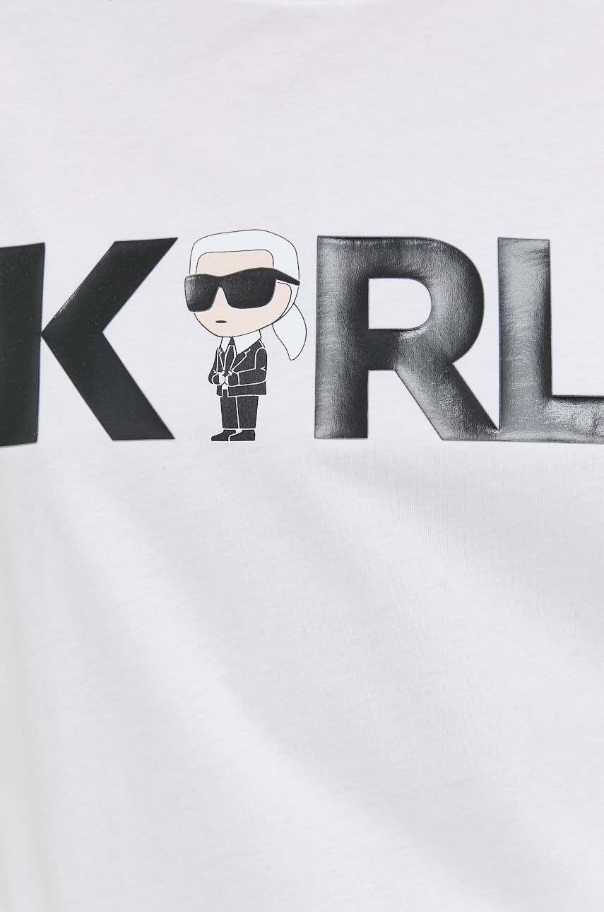 Karl Lagerfeld Bombažna kratka majica bela barva - Pepit.si