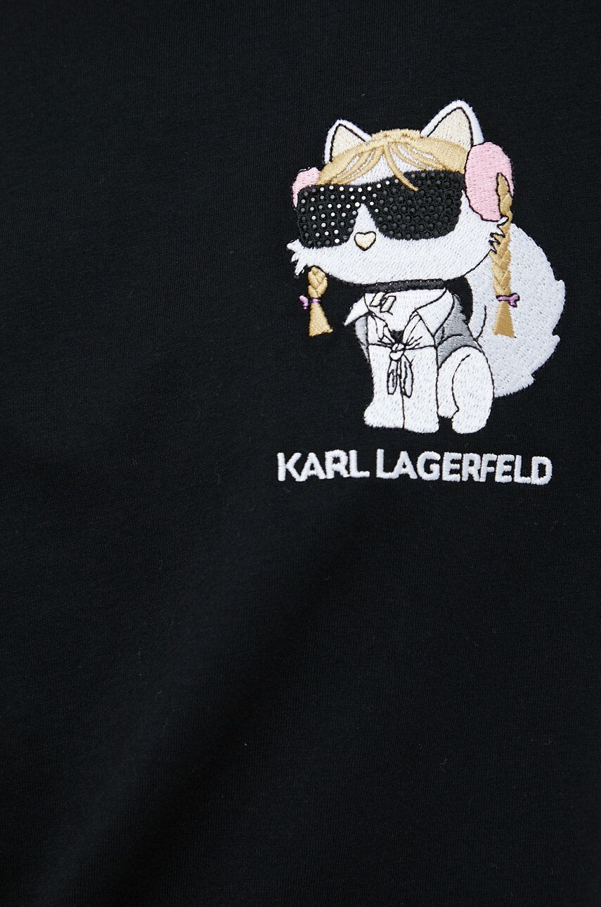 Karl Lagerfeld Bombažna kratka majica črna barva - Pepit.si