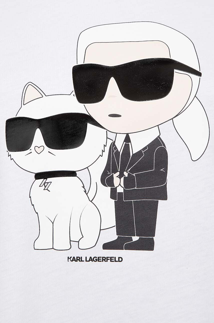 Karl Lagerfeld Bombažna kratka majica bela barva - Pepit.si