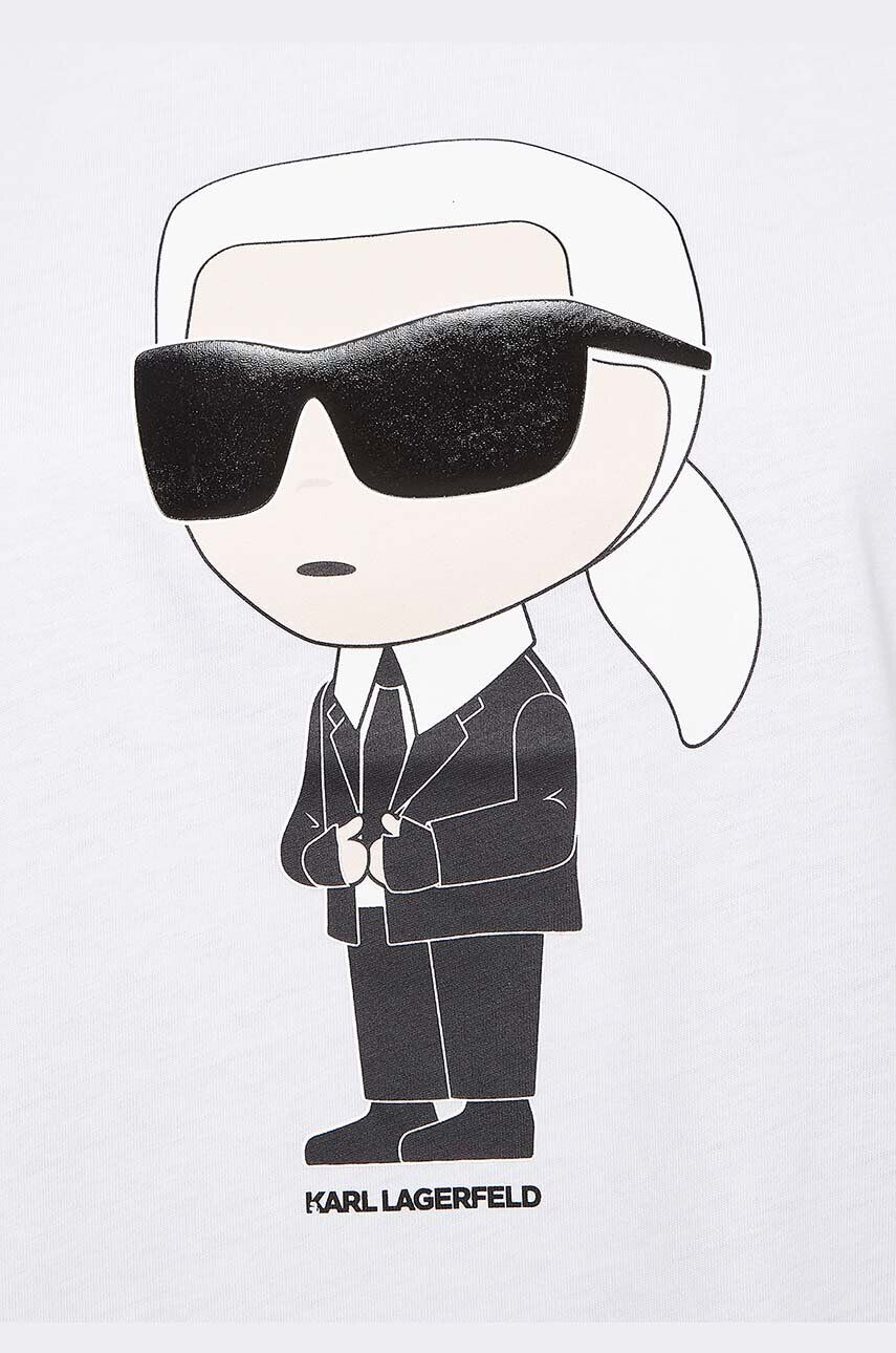 Karl Lagerfeld Bombažna kratka majica bela barva - Pepit.si