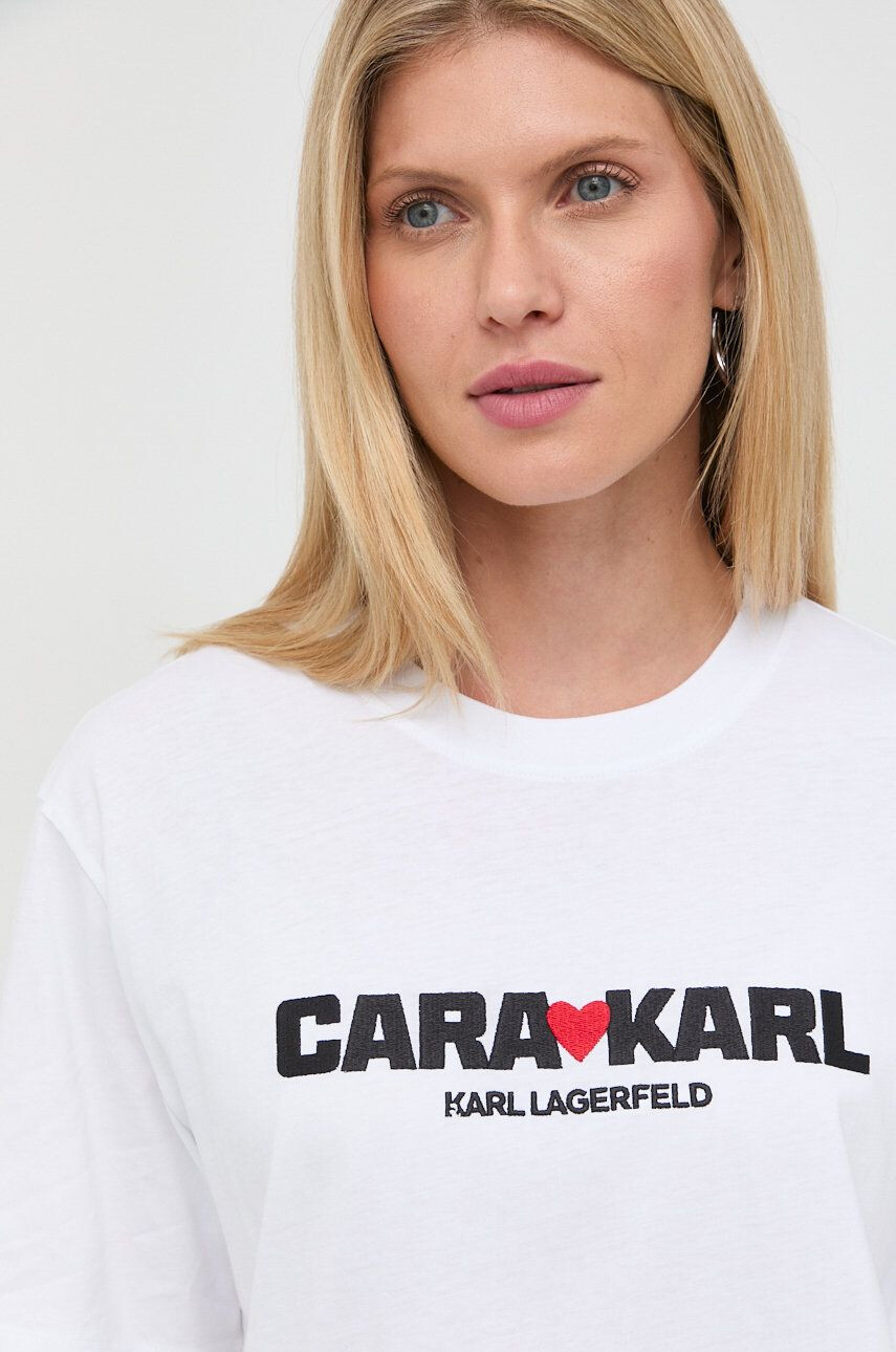 Karl Lagerfeld Bombažna kratka majica x Cara Delevingne - Pepit.si